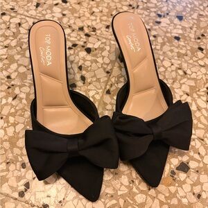 TOP Moda Black Bow kitten heels